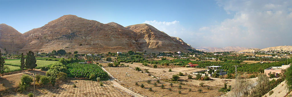 Una fotografia del Monte della Quarantena, a Gerico, Palestina.